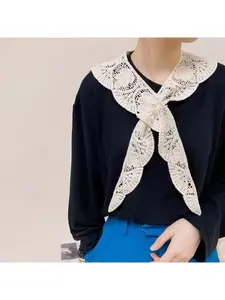 Summer lace crochet detachable collar sweet solid color decoration versatile thin shawl women stylish hollowed-out cloud shoulder