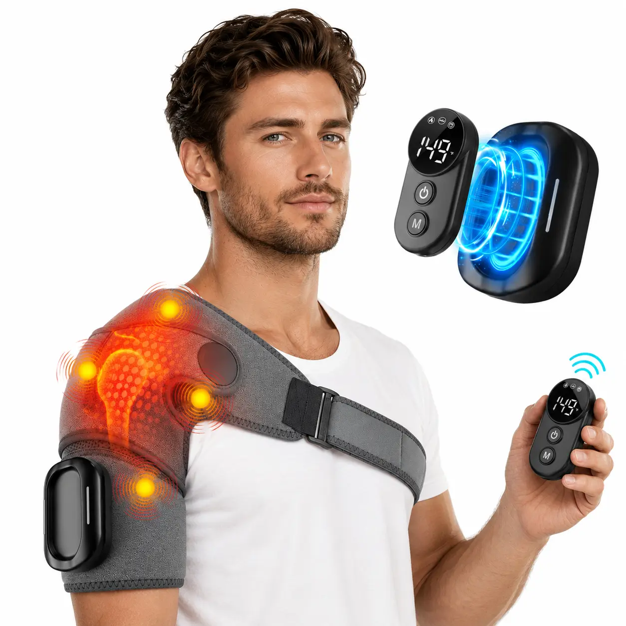 Remote Control Shoulder Massager, fascia release,5-speed Heating Massage Shoulder Pad, Portable Shoulder Massage Equipment for Women & Men
