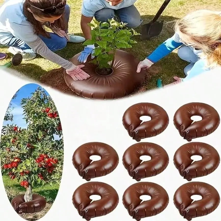8PCS Automatic Irrigation System with EU Connector - Durable UV-Resistant PVC Pipe Outdoor Watering Device, 5-8H Slow Drip, Deep Root Hydration, Easy-Fill Reusables, Ring Shape for Garden Care, Tree Health, Fits Multiple Tree Sizes