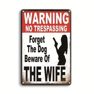 Warning No Trespassing Sign, 1 Count Rustproof Metal Sign, Vintage Indoor and Outdoor Decor, Garage Decor, Man Cave Decor, Vintage Garage Signs