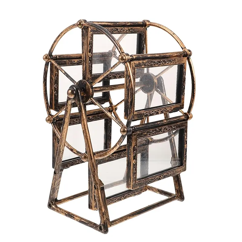 Retro Vintage Rotating Ferris Wheel Picture Frame, Holds 12 Photos, Ideal for Home Decor Accessory, Photo Frames, High Quality Frame, Perfect Christmas & Birthday Gift Upgrade