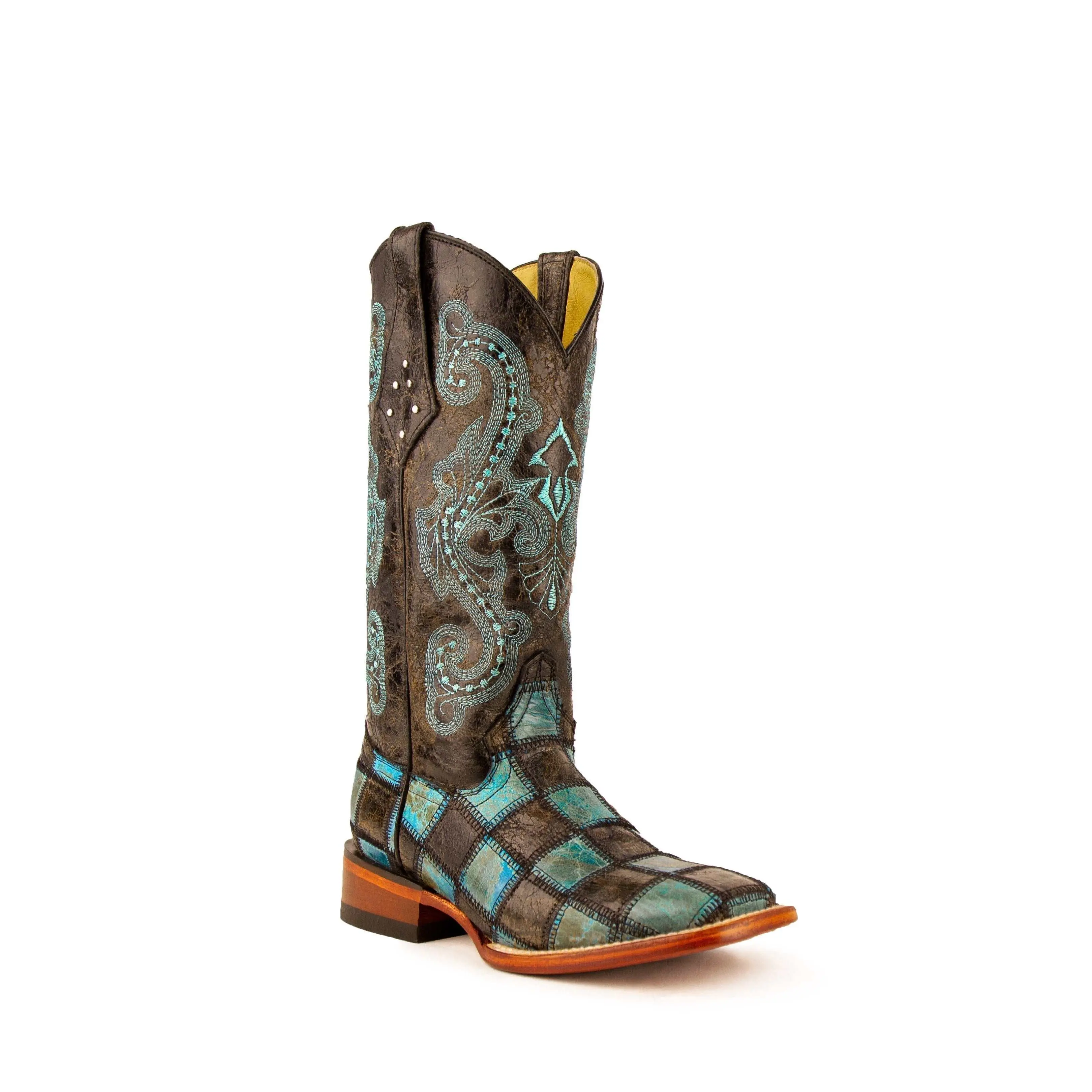 Women's Ferrini Patchwork Leather Boots Handcrafted Black Women's Ferrini Patchwork Leather Boots Handcrafted Black