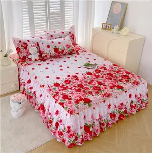 3pcs Floral Lace Style Microfiber Bed Sheet Cover Set - Soft, Durable, Anti-Slip Bedding for All Seasons - Twin/Full/Queen/King Size - Easy Care Machine Washable - Home Decor Essential