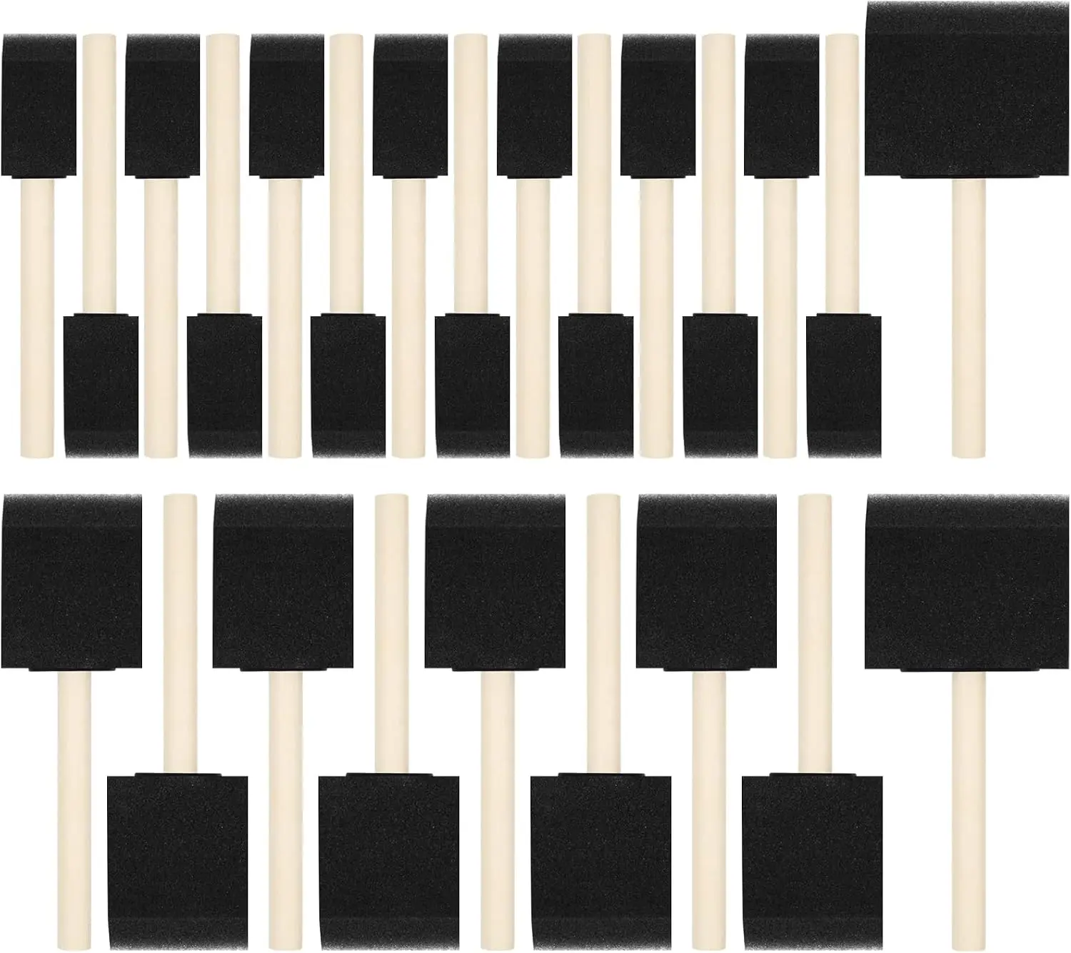 24 Pcs Foam Paint Brushes, Wood Handle Sponge Brushes for Painting, Staining, Varnishes, and DIY Craft Projects (1'', 2'' and 3'')