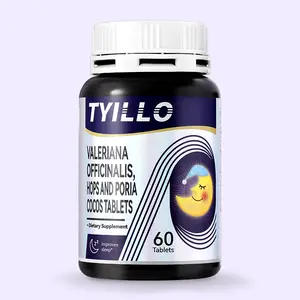 Tyillo Valerian Hops Poria Tablets 60 Count Natural Sleep Support for Adults Calming & Relaxation Aid US Made FDA Certified - Healthcare