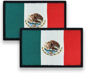 Mexico Flag Patch Mexican Tactical Patch- Hook and Loop Fastener, 2 Pack