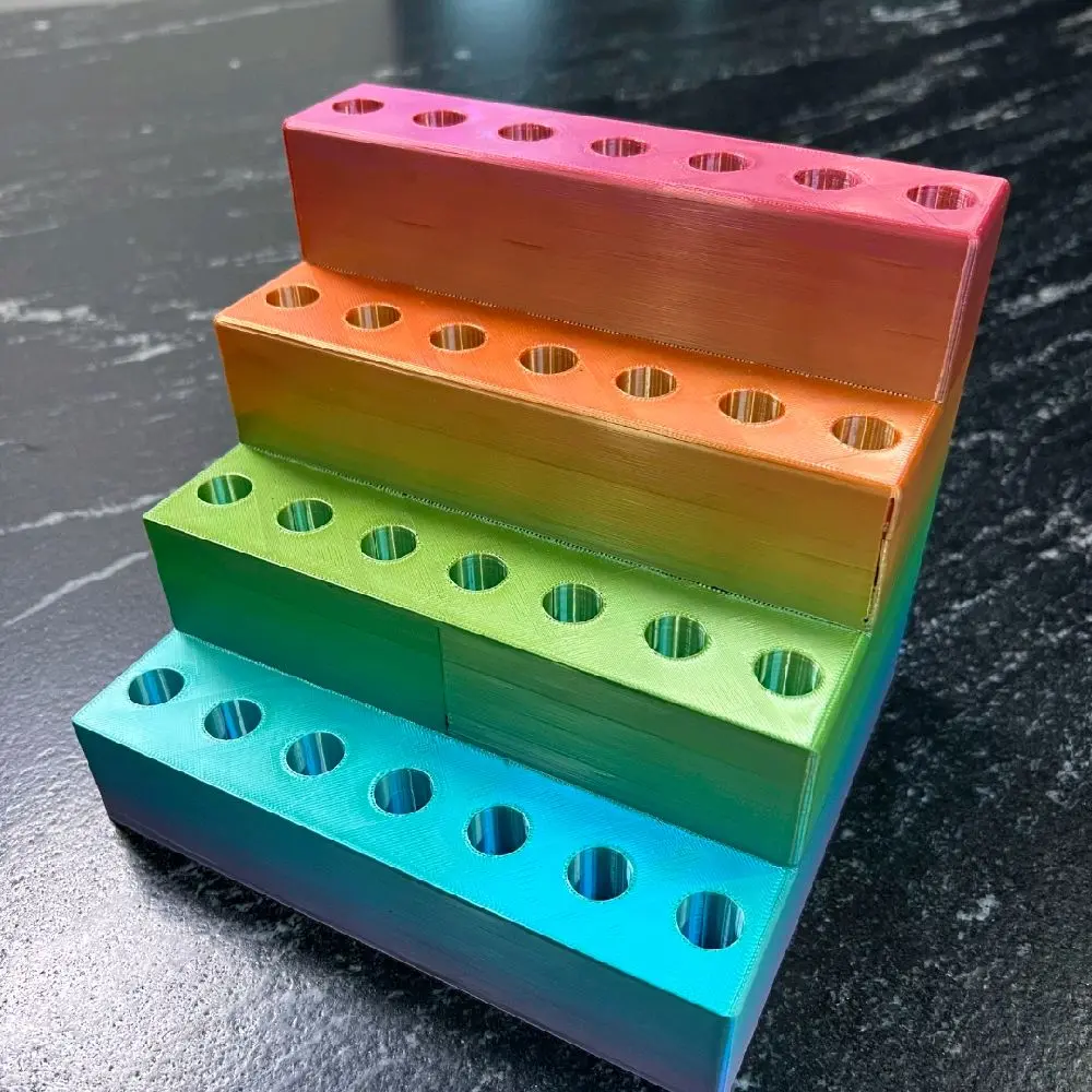 3D Printed Plastic Rainbow Pen Holder - Compact, Stable Base, Versatile Design, Office Accessories, Stationery Organizer for Desks, Fits 14mm Hole Rhinestone Pens