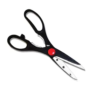 8 Inch Multi-function Kitchen Scissors Stainless Steel Shears with Nutcracker, Bottle Opener, Seafood Cutter Plastic Crab