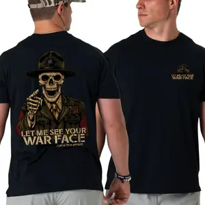 Let Me See Your War Face Skull Drill Instructor Shirt Military Humor Graphic Tee Vintage Army Style T Shirt Cotton Apparel, war face shirt, drill instructor tee, military skull shirt, army humor tee, boot camp shirt