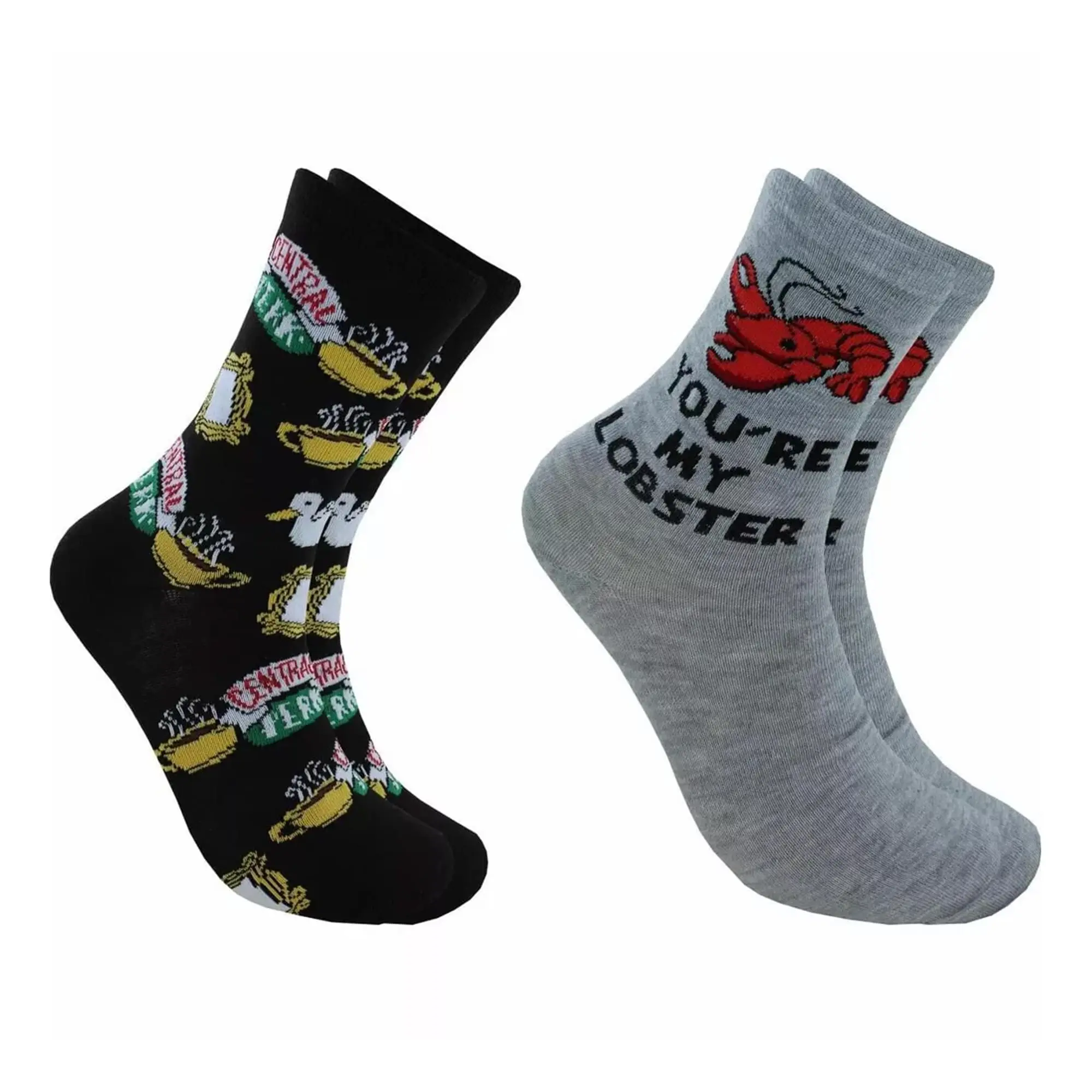 Friends Lobster and Cerntal Perk Novelty Unisex Crew Socks | 2 Pairs, Menswear, Stylish