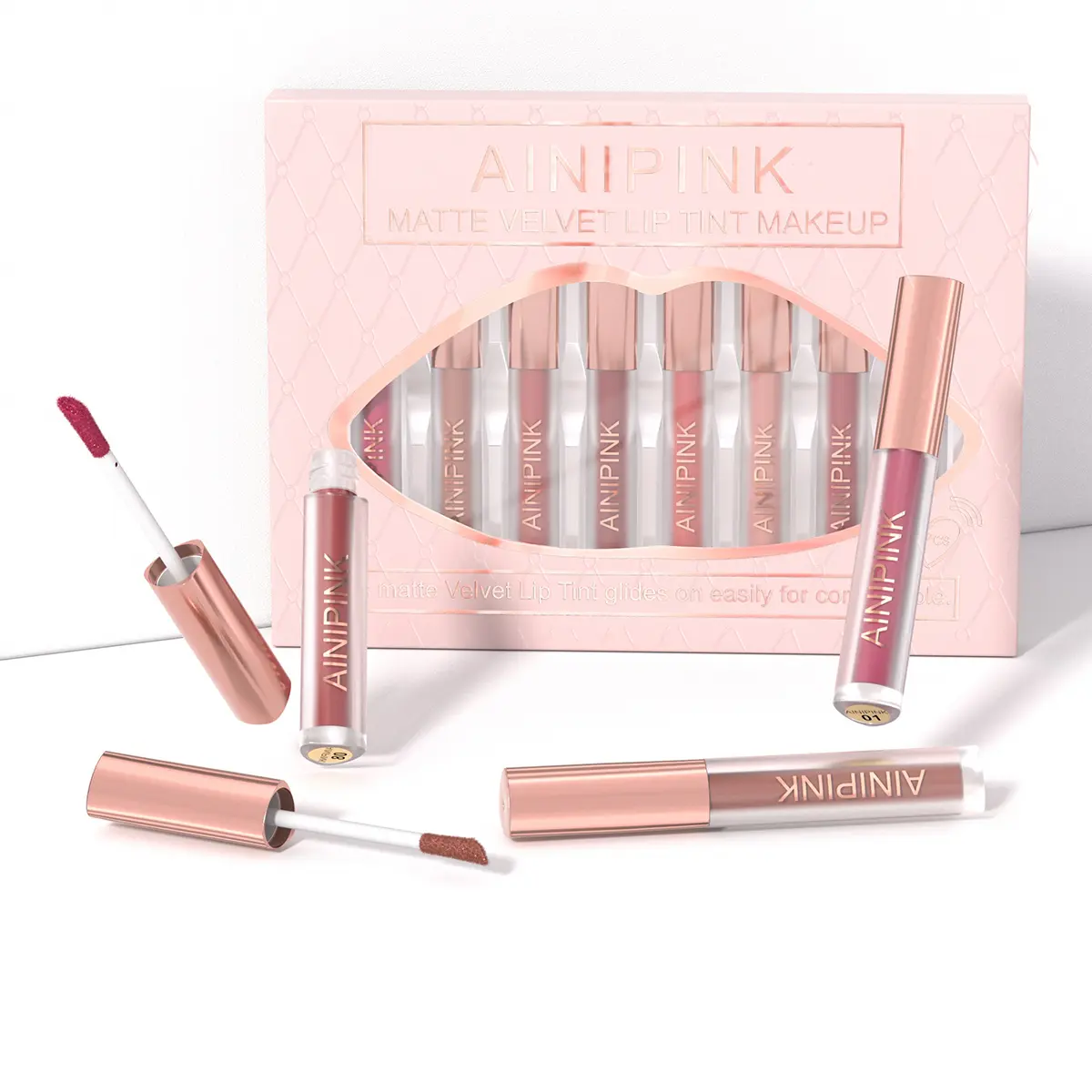 8-Shade Matte Velvet Lip Palette, Cosmetic Multi-pack Lip Gloss Set for Color Correction and Versatile Makeup Looks, Lip Color Palette