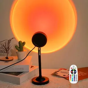Sunset Lamp Projector, 180-Degree Rotation USB Sunset Projection Light with Remote Control, LED Night Light Floor Lamp, Decorative Light for Photography, Parties & Bedroom, Colorful Dimmable LED Lights, Adjustable Led Light, Led Mood Light