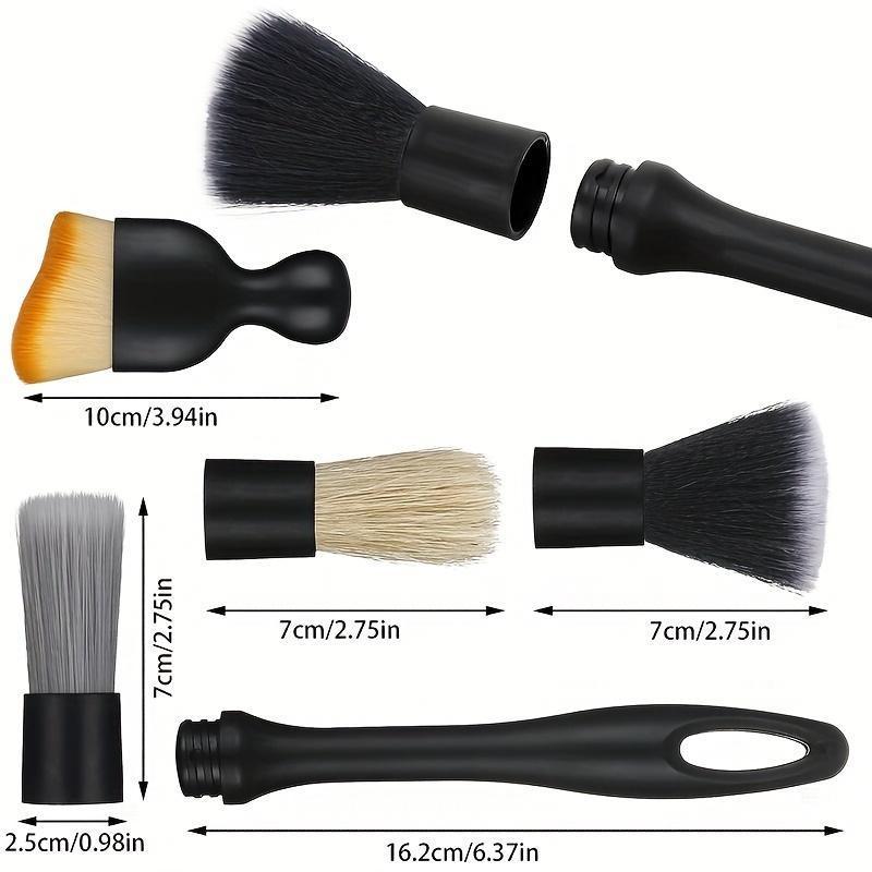 5PCS Car Detailing Brush Kit - Ultra Soft Boars Hair Car Interior Detailing Brushes, Includes 4 Different Brushes, Multi-use for Cleaning Interior or Exterior