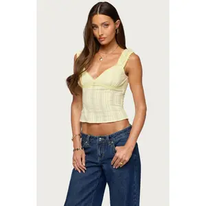 Edikted Women's Katerine Striped Embroidered Top