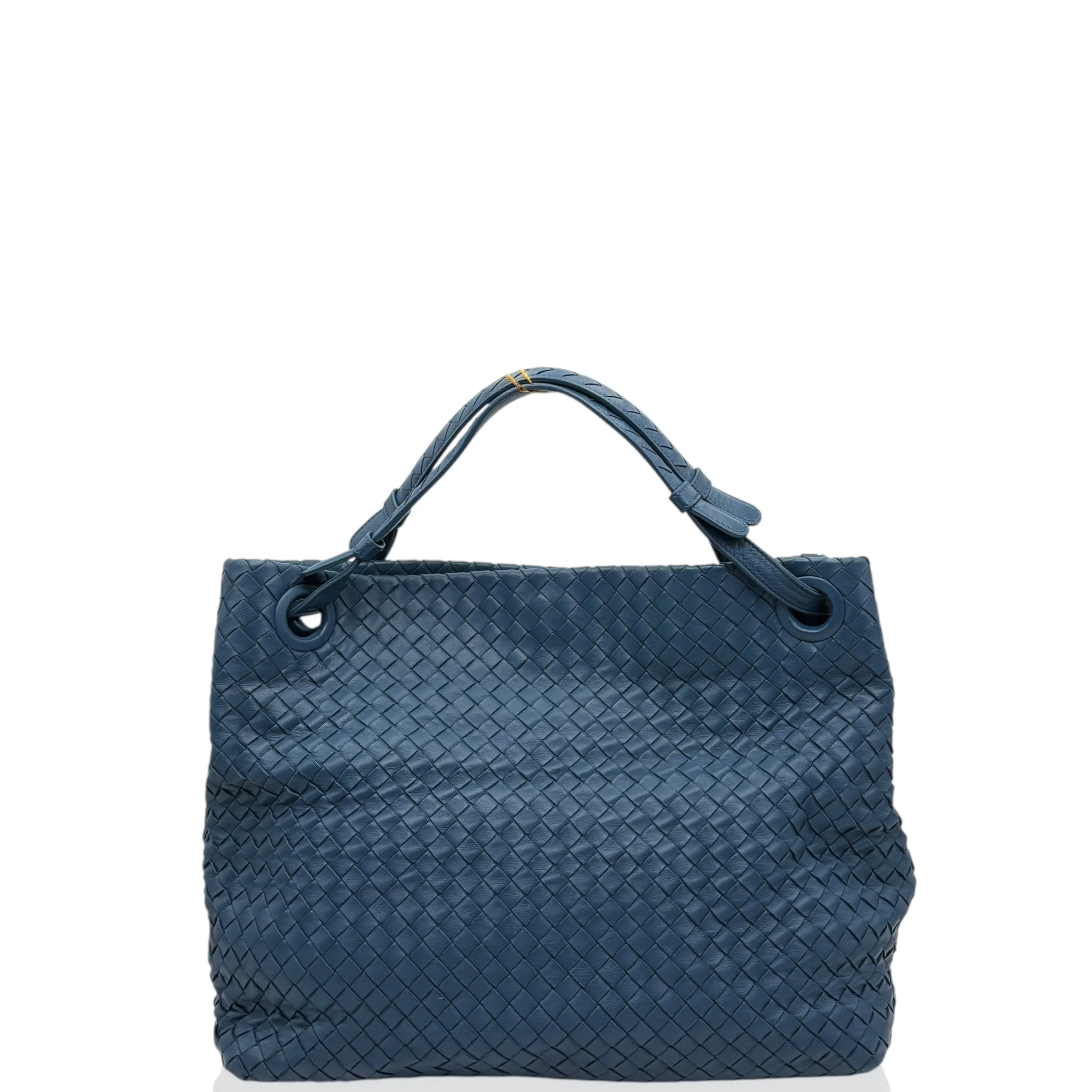 Pre-owned BOTTEGA VENETA Leather tote bags Tote Bag Intrecciato Nappa Blue (ym012626b9)