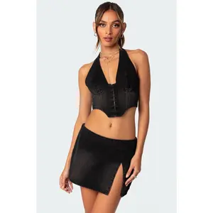 Katrina Lace Up Denim Corset