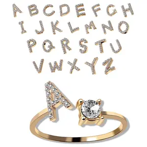 Adjustable Initial Ring - 26 Letters, Personalized, Stackable - Women's Fashion Jewelry, Everyday Wear, Gift for Her
