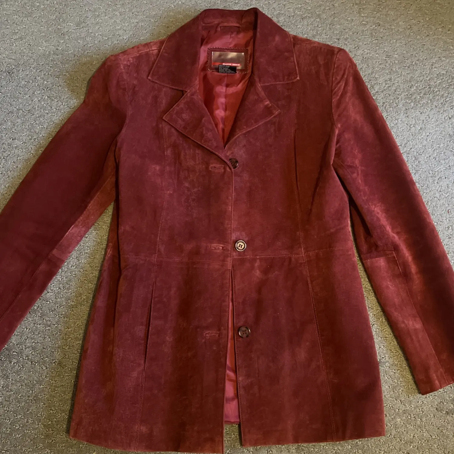 Brandon Thomas Vtg Y2k Red Leather Suede Jacket Tanned Cowboy Women Sz M