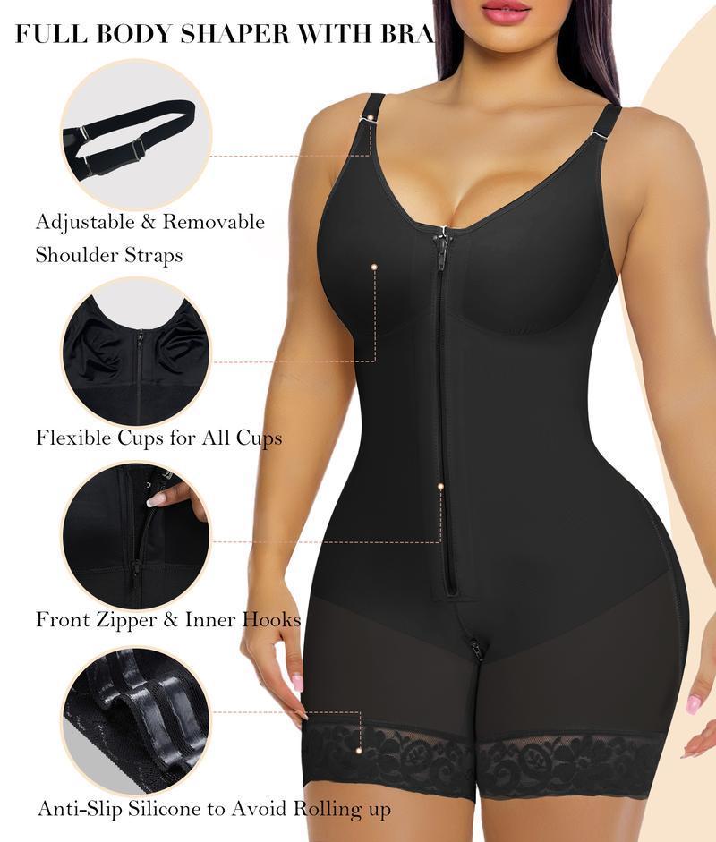 Women's Minimalist Basic Shaper: Nylon One-Piece - SHAPEFIT High-Waisted Shaper with tummy-tucking and butt-lifting features, zipper opening at the crotch, removable shoulder straps, nylon fabric