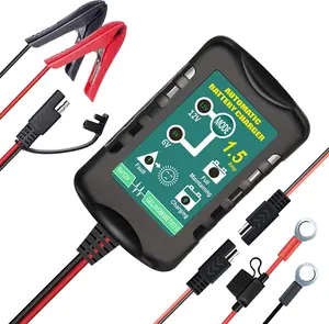 12V / 6V  Trickle Charger Maintainer, 1.5A Automatic  Float Charger  Charger for  Lawn Mower  Boat Tractor ATV, SLA VRLA Gel Cell AGM Lead Acid