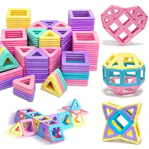 Large Magnetic Building Blocks Toy Set, Macaron Magnet Tiles, Stem Educational Toys for Boys and Girls, Birthday Christmas Halloween Gift, Building Block Sets