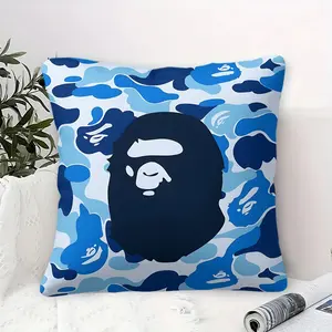 Classic Monkey Camo Throw Pillow, Digital Print Cushion Featuring Irregular Camouflage Patterns & Iconic Ape Head Logos, Perfect for Trendy Home Decor, Comfortable Sofa Accent & Unique Bedroom Styling. Includes Pillow Insert