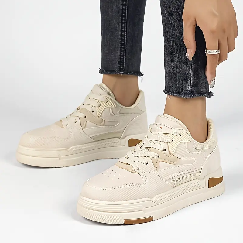 Men's Casual Board Sneakers, Color-Block Low-Top Lace-Ups for Light Outdoor Hiking and Everyday Wear, Hiking / Light Outdoor, Versatile Use, Shoes