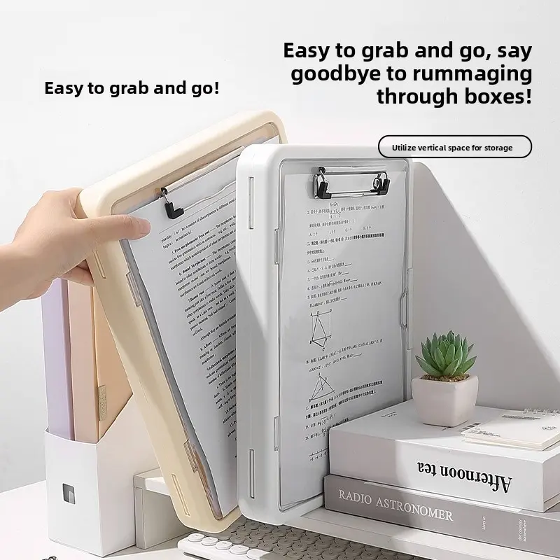 A4 Multifunctional Plastic Clipboard With Storage Folder, Student Test Paper Storage Pad, Office Document & File Organizer, Sorting File Storage