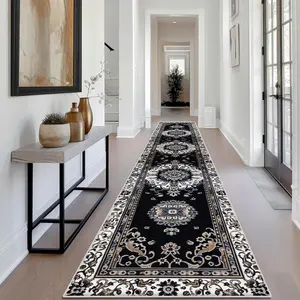 Floral Pattern Kitchen Runner Rug, 1 Count Non-slip Washable Floor Mat, Decorative Carpet for Home Living Room Bedroom Kitchen