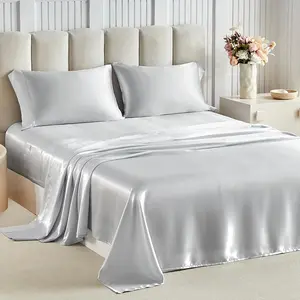 Sheets Twin Size 3 PC - 16" Deep Soft Bed Sheets, Wrinkle-Free Silk Sheet, Hair & Skin Saver Bed Sheets Set with 1 Fitted Sheet, 1 Flat Sheet, 1 Pillow