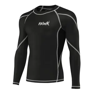 Hawk Sports Mens Compression Shirts Base Layer Athletic Gym MMA BJJ Rash Guard No Gi Full Long Sleeve Rashguard Shirt for Men (Black, XXX-Large)