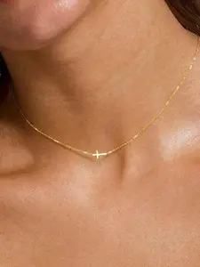 Elegant Horizontal Cross Pendant Necklace, Daily Wear Jewelry, Holiday Gift Accessory, Exquisite Jewelry Gift, Alloy Material, All Seasons