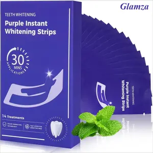 Glamza Natural Teeth whitening Strips Sensitive White Strips for Teeth whitening-7 Days for Smile Effective & Gentle Dental Whitener Peroxide-Free,Deep Stains Removal (14 Pices Mint)
