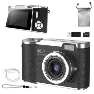 Portable Foldable Flip Screen Camera, Vintage CCD Digital Camera with Camera Storage Bag & 32G Memory Card & Accessories, Student Gift, Portable Vlogging Camera, Portable Travel Camera, Photography Camera