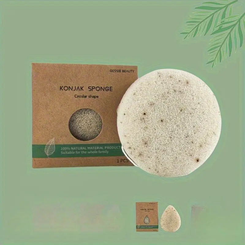 2pcs Konjac Sponge Deep Cleaning for Man Wowan All Light Beige Fit, Facial Cleaner, Facial Care Tools, Shower Scrub, Exfoliate, Herbal, Daily Using Keep Wet, Exfoliating Tool