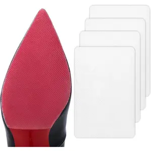 Shoe Sole Protector, 4 Self Adhesive Shoe Bottom Protector for High Heels, Silicone Anti Slip Shoe Grips on Bottom of Shoes, Sole Guard Non Slip Pads for Shoes (Medium, 6" by 4", Clear)