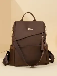 Women's Anti-Theft Backpack, Geometric Patchwork Design, Large Capacity Waterproof Bag, Casual Style for All Seasons, Casual Lightweight Backpack