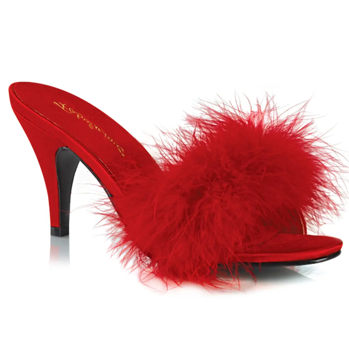 Women's Classic Satin 3" Heel Footwear - AMOUR-03 Red Elegant Sandals