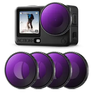 K&F CONCEPT ND Filter Kit Compatible with DJI Osmo Action 6, ND8 ND16 ND32 ND64 4 Pack Light Reduction Exposure Control Optical Glass Filters with Multi-Layer Coating, Crystal, Camera, Protection, Accessories