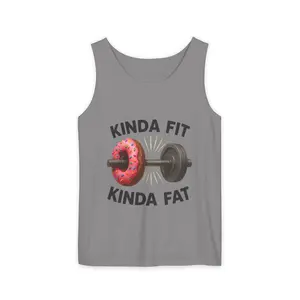 [ SALE UP TO 50% ] Kinda Fit, Kinda Fat Tank Top  Funny Gym Humor Tee, Unisex Workout Shirt, Fitness Gift, Summer Apparel, Motivational Activewear