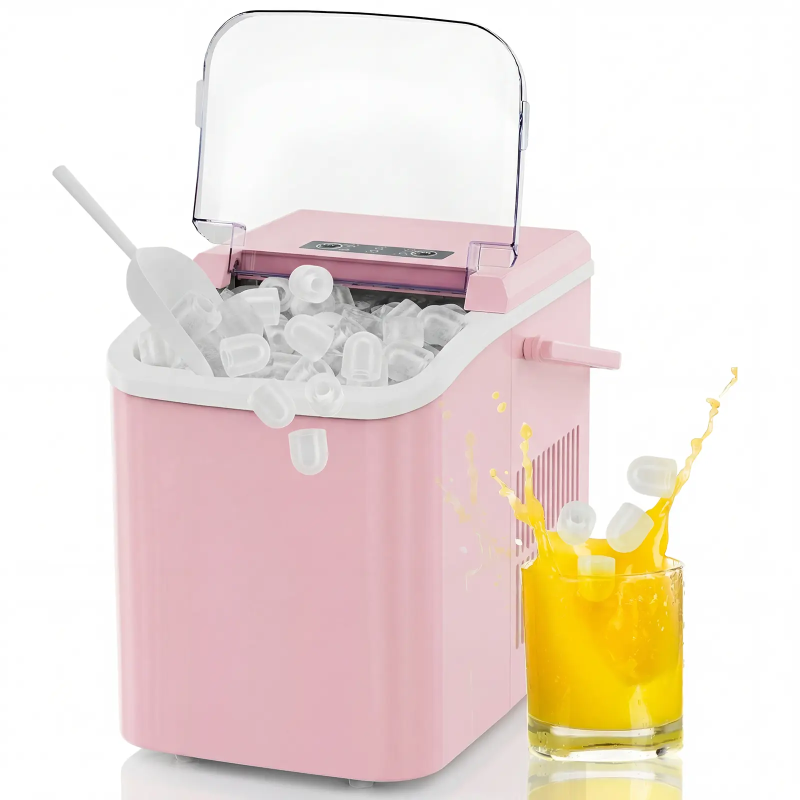Sweetcrispy Countertop Ice Machine - 9 Bullet Cubes in 6 Mins, 26lbs/24H Production, Includes Ice Scoop & Storage Basket, Countertop Icemakers, Icemakers Countertop