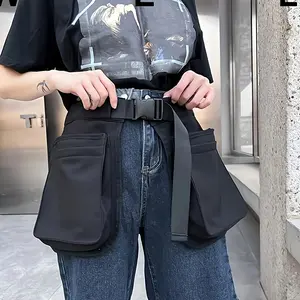 Canvas Waist Bag with Detachable Strap | Large Capacity Storage Pouch, Zipper Closure & D-Ring, Foldable Half Body Pack for Men Women - Sports, Gardening, Work, Pet Training Gear