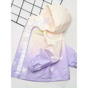 Girls'/Autumn Jacket 2024 New Stylish Children's Gradient Casual Outerwear, Girls' Windbreaker Jacket