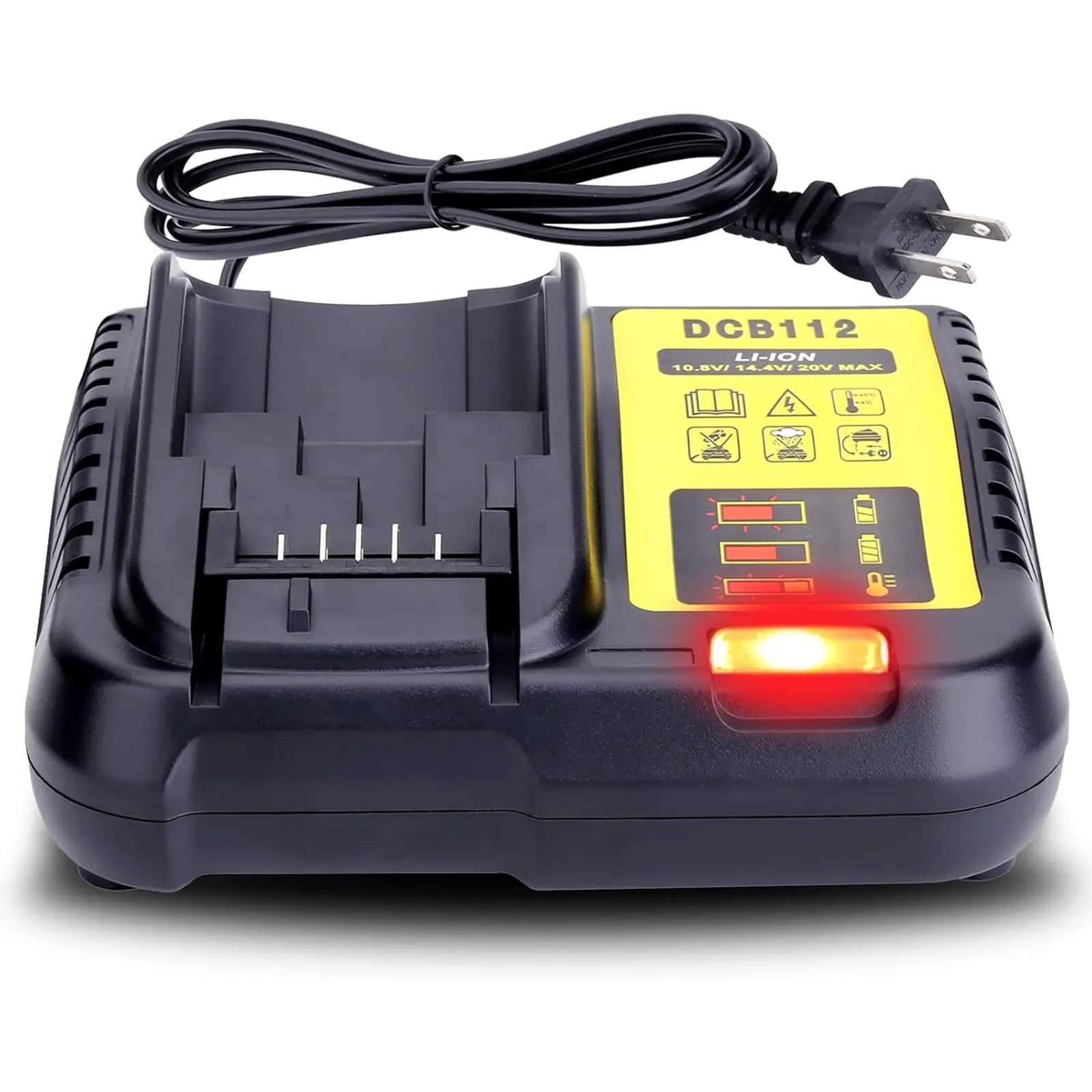 Replacement Power Tool Charger for Dewalt 12V/20V/60V MAX Lithium Battery Pack, 110v-220v Voltage Input, with Diagnostics, Fits DCB115, 101, 105, 107 Batteries