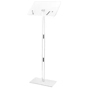 VEVOR 43-Inch Acrylic Podium Display Stand - Portable Laptop Desk with Wide Reading Surface, Book Clips, Adjustable Angle, Floor-Standing for Classroom, Conference, Wedding