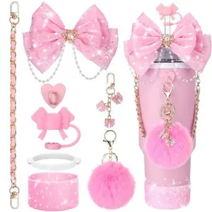 Ultimate Coquette Tumbler Accessories | 40oz Cup Charms Set with Glitter Boot & Straw Cover - Aesthetic DIY Kit for Girls outdoorfun