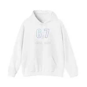 6 7 Hustle Heart hoodie | Minimal Number Graphic, White Pullover