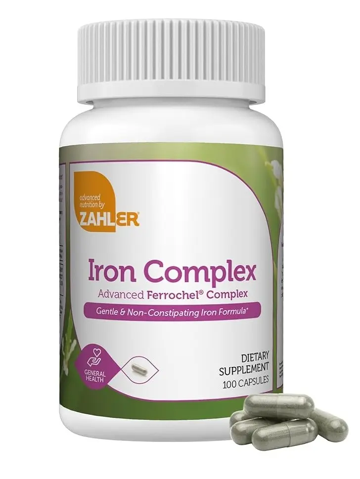 Zahler Iron Complex Capsules with Vitamin C, Ferrochel Iron Supplement, Gentle on Stomach, Kosher, 100 & 250 Count Option