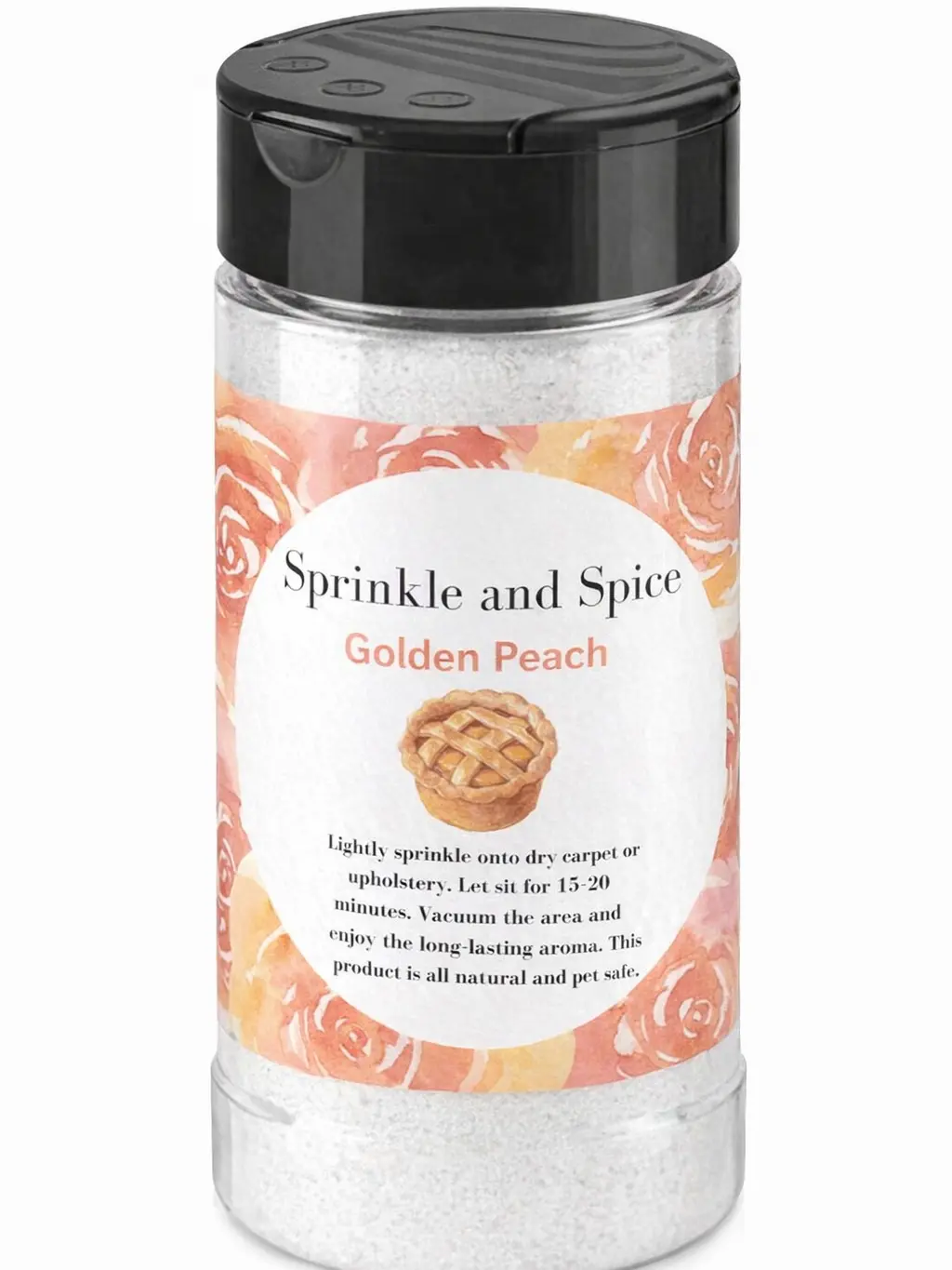 Sprinkle and Spice Scented Household Carpet & Upholstery Freshener - Golden Peach Fruity Fragrance with Cinnamon, Baked Dessert Richness, Buttery Notes, 1-Month Long-Lasting Freshness, Plastic Bottle Home Care Cleaner
