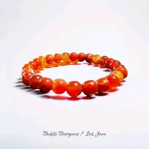 Carnelian Striped Bracelet 8mm Natural Stone Bracelet